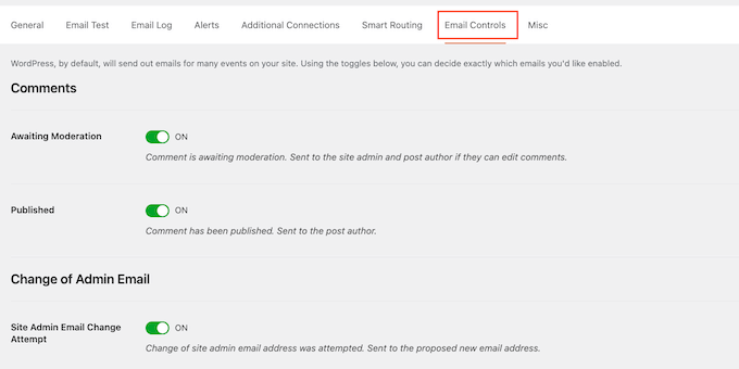Désactivation et activation des notifications par e-mail de WordPress