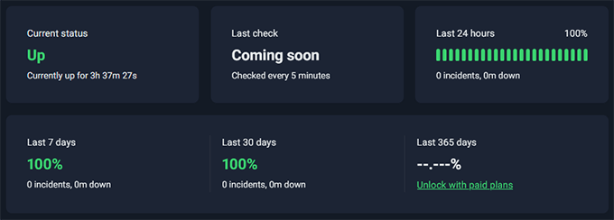 Rapyd Cloud uptime test result